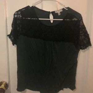 Dark green and black lace top